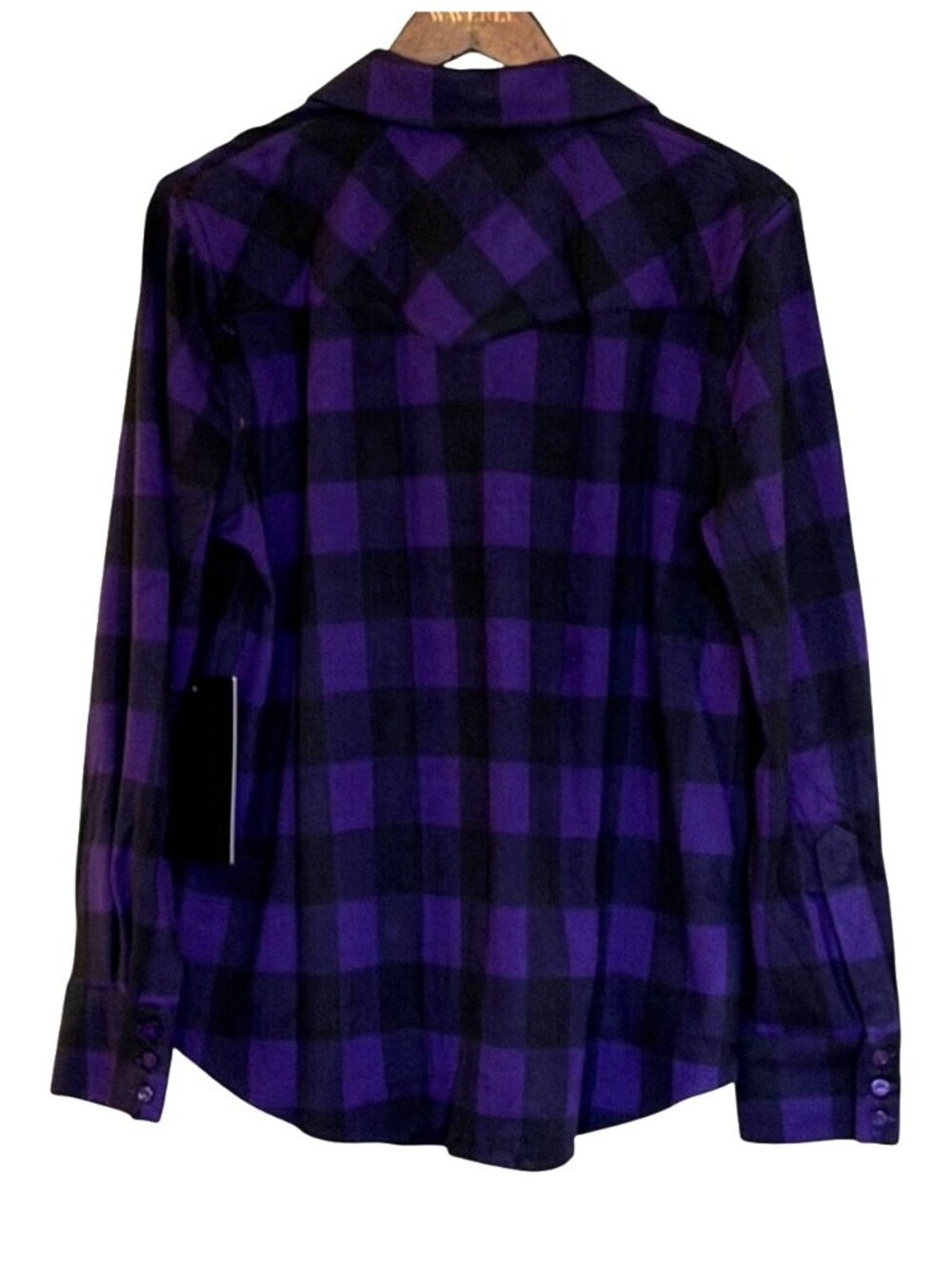 Tuckernuck Buffalo Check Flannel Shirt Purple Black Size L NWT - Picture 3 of 8